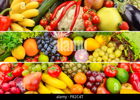 Ampia collage di sana frutta e verdura Foto Stock