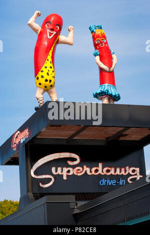 Superdawg Hot Dog drive-in, Chicago, Illinois Foto Stock