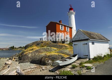 Fisgard Lighthouse, sito storico nazionale canadese, Fort Rodd Hill, Pacifico, Victoria nord-occidentale, Columbia Britannica, Isola di Vancouver Foto Stock