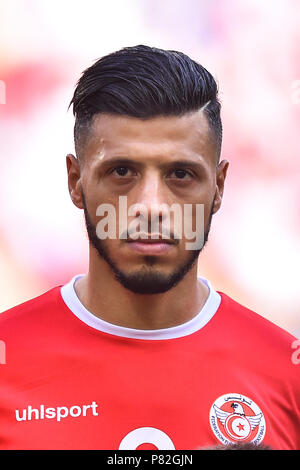 Mosca, Russia - 23 giugno: Anice Badri di Tunisia durante il 2018 FIFA World Cup Russia gruppo G match tra il Belgio e la Tunisia a Spartak Stadium il 23 giugno 2018 a Mosca, in Russia. (Foto di Lukasz Laskowski/PressFocus/MB Media) Foto Stock