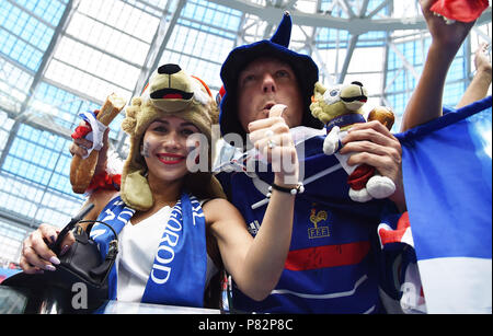 NIZHNY Novgorod, Russia - 06 Luglio: Francia tifosi durante il 2018 FIFA World Cup Russia Quarti di Finale match tra Uruguay e Francia a Nizhny Novgorod Stadium il 6 luglio 2018 a Nizhny Novgorod, Russia. (Foto di Lukasz Laskowski/PressFocus/MB Media) Foto Stock