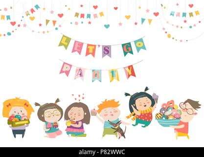 Funny cartoon bambini e dolci Illustrazione Vettoriale