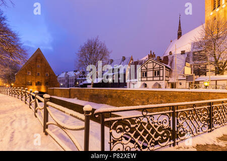 Piccolo Mulino a Danzica di notte. Gdansk, Pomerania, Polonia. Foto Stock