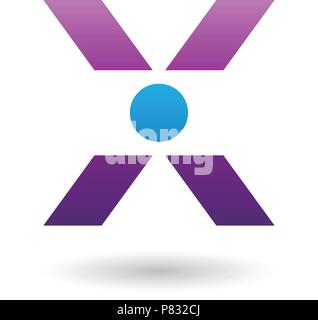 Illustrazione vettoriale di un viola Icona della lettera X con un cerchio isolato su uno sfondo bianco Illustrazione Vettoriale