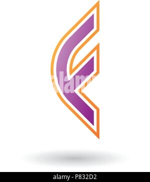 Illustrazione vettoriale di un viola lettera F Icona con angoli tondi e strisce esterno isolato su sfondo bianco Illustrazione Vettoriale