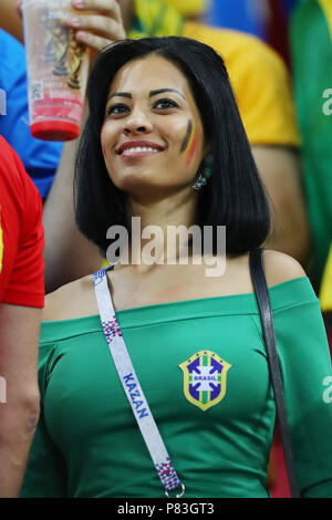 Arena di Kazan, Kazan, Russia. 6 Luglio, 2018. Brasil ventole (BRA), 6 luglio 2018 - Calcetto : FIFA World Cup Russia 2018 quarti di finale di partita tra Brasile 1-2 Belgio a Kazan Arena, Kazan, Russia. Credito: Giovanni Osada AFLO/sport/Alamy Live News Foto Stock