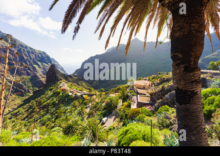 Masca vista villaggio, l'attrazione più visitata di Tenerife, Spagna Foto Stock