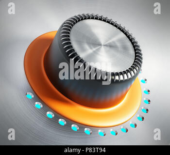 In stile vintage metallo arancione manopola di comando. 3D'illustrazione. Foto Stock