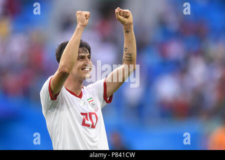 SAINT PETERSBURG, Russia - 15 giugno: Sardar Azmoun dell'Iran festeggia dopo il 2018 FIFA World Cup Russia gruppo B match tra il Marocco e l'Iran a San Pietroburgo Stadium il 15 giugno 2018 a San Pietroburgo, Russia. (Foto di Lukasz Laskowski/PressFocus/MB Media) Foto Stock