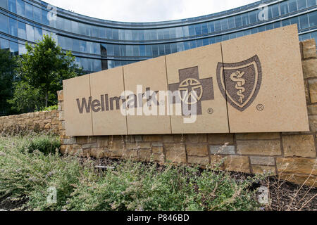 Un logo segno al di fuori della sede di Wellmark Blue Cross e Blue Shield of Iowa in Des Moines, Iowa, il 30 giugno 2018. Foto Stock