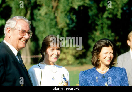 Das schwedische Königspaar in Deutschland: Königin Silvia von Schweden, Deutschland 1989. Royals svedese di visitare la Germania: Regina Silvia di Svezia e Germania 1989. Foto Stock