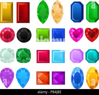 Set di realistica di pietre preziose Illustrazione Vettoriale