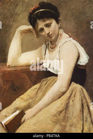 Corot Jean Baptiste Camille - Lettura interrotta Foto Stock