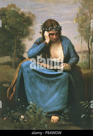 Corot Jean Baptiste Camille - Lettore Inghirlandato con fiori (Virgilio musa) Foto Stock