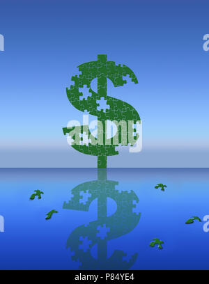 Il simbolo del dollaro jigsaw puzzle con pezzi Foto Stock