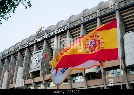 Facciata del Santiago Bernabeu Stadium. Madrid, Spagna. Foto Stock