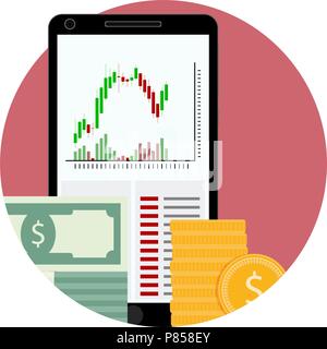 Magazzino mercato finanziario icona. Il vettore grafico commercio, scambio di soldi forex illustrazione Illustrazione Vettoriale