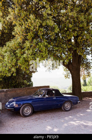 Old timer nel paesaggio toscano. Foto Stock