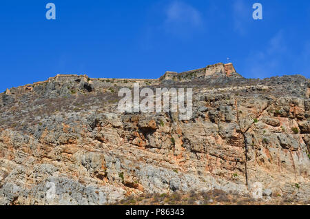 Vecchia Fortezza Veneziana sull'isola di Gramvousa in Grecia Mare Mediterraneo. Foto Stock