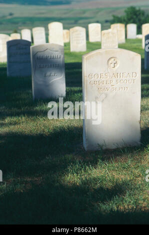 Tomba di Custer's scout va avanti, Custer Cimitero Nazionale, Montana. Fotografia Foto Stock