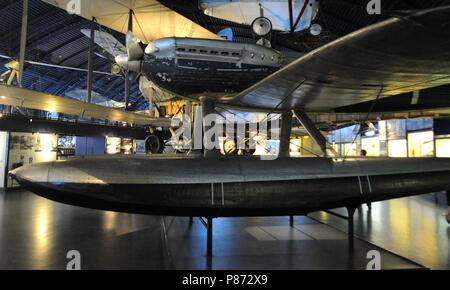 Il Supermarine idrovolante, S6B S.1595 nel Museo della Scienza di volo Gallery di Londra, Regno Unito. Foto Stock