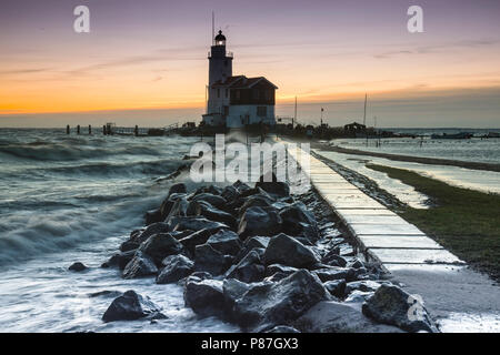 Vuurtoren 'Paard van Marken' Nederland, Faro "Paard van Marken Paesi Bassi Foto Stock