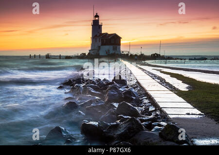 Vuurtoren 'Paard van Marken' Nederland, Faro "Paard van Marken Paesi Bassi Foto Stock