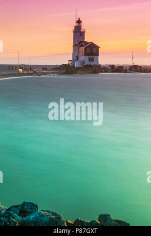 Vuurtoren 'Paard van Marken' Nederland, Faro "Paard van Marken Paesi Bassi Foto Stock