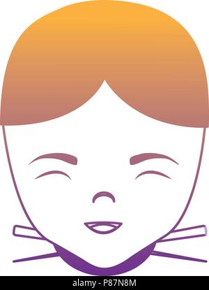 Donna asiatica face icona su sfondo bianco, illustrazione vettoriale Illustrazione Vettoriale