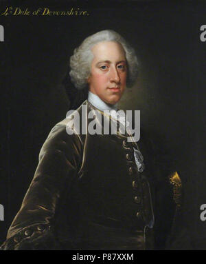 4° duca di Devonshire dopo Hudson. Hudson, Thomas; William Cavendish (1720-1764), quarto duca di Devonshire, KG; Foto Stock