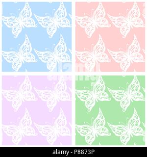 Illustrazione Vettoriale. Modello senza giunture di farfalle blu, rosa, verde Illustrazione Vettoriale