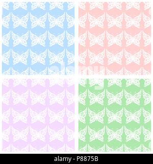 Illustrazione Vettoriale. Modello senza giunture di farfalle blu, rosa, verde Illustrazione Vettoriale