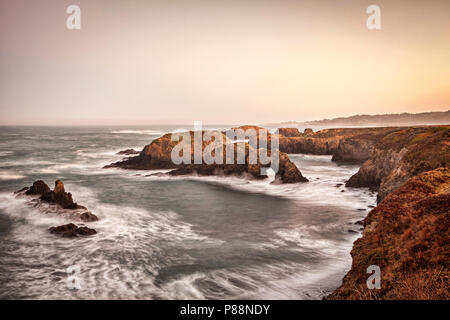 Mendocino Headlands, California, all'alba. Foto Stock