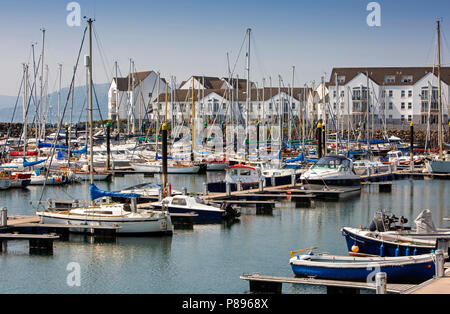 Regno Unito e Irlanda del Nord, Co Antrim, Carrickfergus, Marina, barche da diporto Ormeggiata al pontile Foto Stock