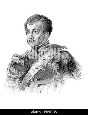 Polonia. Józef Antoni Poniatowski (1763-1813), aristócrata y militar polaco, Mariscal de Francia. Grabado de 1850. Foto Stock