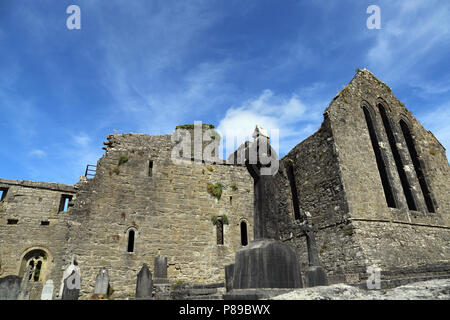 Cong Abbey è un sito storico situato a Cong, sul confine delle contee di Galway e Mayo, in Irlanda la provincia di Connacht. Le rovine della ex Foto Stock