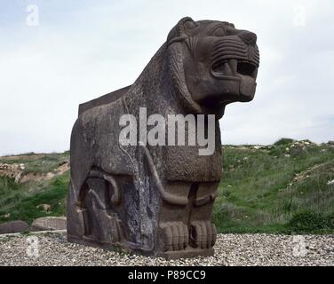 Colossale leone di basalto. Ain Dara. Sito archeologico. Syro-Hittite. Età del ferro. 1300-740 BC. Foto Stock