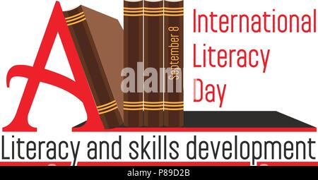 Illustrazione vettoriale di un libro per la Giornata Internazionale dell'alfabetizzazione. Illustrazione Vettoriale