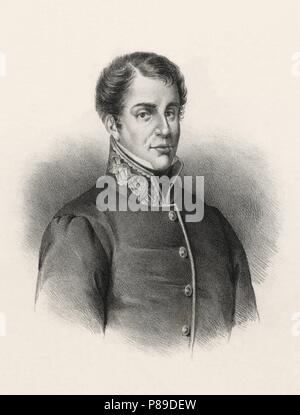 Rafael del Riego Flórez (1784-1823), militar y político español liberale. Grabado de 1880. Foto Stock