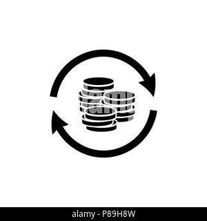Trasferimento di denaro icona in stile piatto Coin icona di ricarica Illustrazione Vettoriale