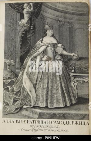Ritratto di imperatrice Anna Ioannovna (1693-1740). Museo: Russo Biblioteca Statale di Mosca. Foto Stock