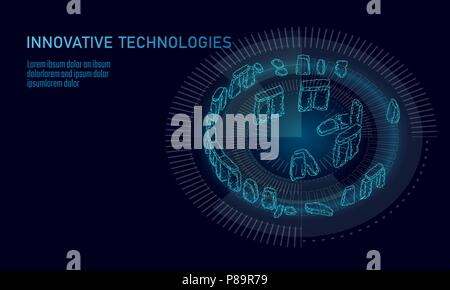 Stonehenge bassa poli banner geometrici. Solstizio d estate calcoli storico analisi scienza poligonale tecnologia. Wireframe blu pietra architettura Viaggi turismo Inghilterra illustrazione vettoriale Illustrazione Vettoriale
