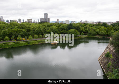 Vista aerea della città di Osaka dal castello di Osaka Foto Stock