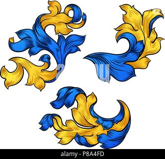 La filigrana floreali Pattern design di scorrimento impostata Illustrazione Vettoriale