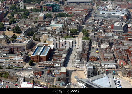 Vista aerea del centro di Bolton,, Greater Manchester ma ex Lancashire Foto Stock