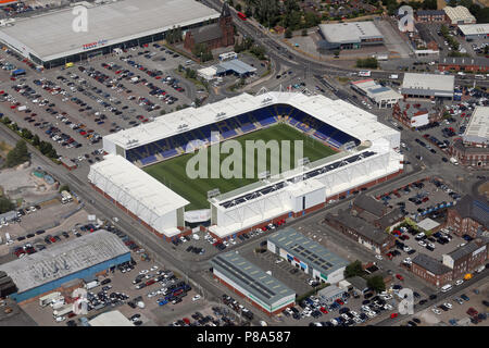 Vista aerea di Warrington Lupi Halliwell Jones Stadium casa dei Super League Rugby League Club Foto Stock