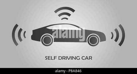 Io autonomo-guida sensori Automobile Smart Auto veicolo Driverless illustrazione vettoriale Illustrazione Vettoriale