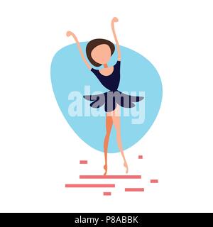 Ballerina woman dancing pongono su sfondo bianco femmina personaggio dei cartoni animati a piena lunghezza flat Illustrazione Vettoriale