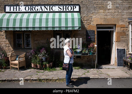 Stow on the Wold in Cotswolds, Regno Unito. Stow-su-il-Wold è una piccola città mercato e parrocchia civile nel Gloucestershire, Inghilterra. La città è stata fondata come un progetto di mercato da Norman lords, di cogliere i vantaggi del commercio sulle strade convergenti. I Cotswolds è una zona di South Central England. La zona è definita dalla roccia di calcare che si estrae per la dorata pietra di Cotswold. Esso contiene caratteristiche uniche derivate dall'uso di questo minerale; la prevalenza del paesaggio rurale contiene borghi di pietra e città storiche. Foto Stock