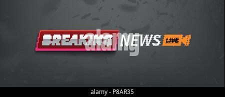 Stock illustrazione vettoriale logo breaking news live banner grande formato. Sfondo scuro. EPS10 Illustrazione Vettoriale